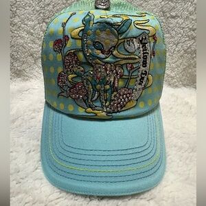 NEW Four Forty One 441 Yellow Dot Rhinestone SnapBack Trucker Hat Yellow Blue